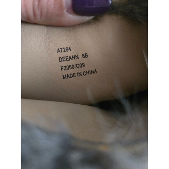 Coach Deeann Signature Embossed Suede Rabbit Fur Trim Women 8B Boots - Picture 9 of 9